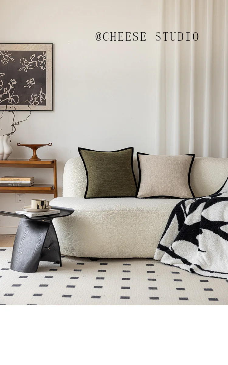 Französischer mittelalterlicher Stil Kissenbezug, schwarzer Rand, Retro-grüner Kissenbezug, amerikanischer Stil, Wohnzimmer, Sofa, Dekor, Taillenkissenbezug – Detail 9