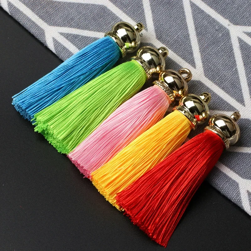 5pcs 5cm Gold Cap Tassel Jewelry Curtain Garment Decor Accessory DIY Key Chain Cellphone Bag Fringe Trim Tassels Straps Pendant