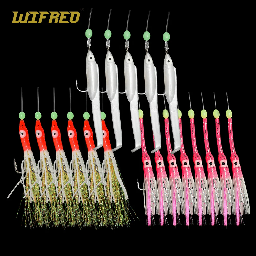 

Wifreo Soft Eel Sabiki Rig Octopus String Hook Twisted Flashabou Tinsel Squid Skirts Fishing Lure Saltwater Scad Fishing Tackle