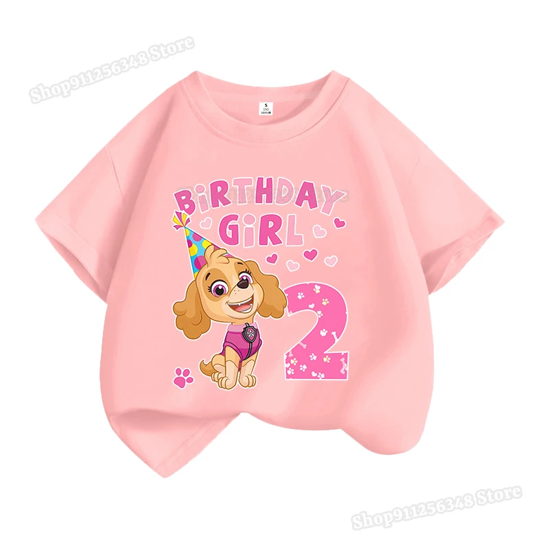 باو باترولز عدد 1-10 تي شيرت مطبوع للفتيات ملابس أنيمي الشكل سكاي عيد ميلاد سعيد تي شيرت الصيف قصيرة الأكمام هدية علوية