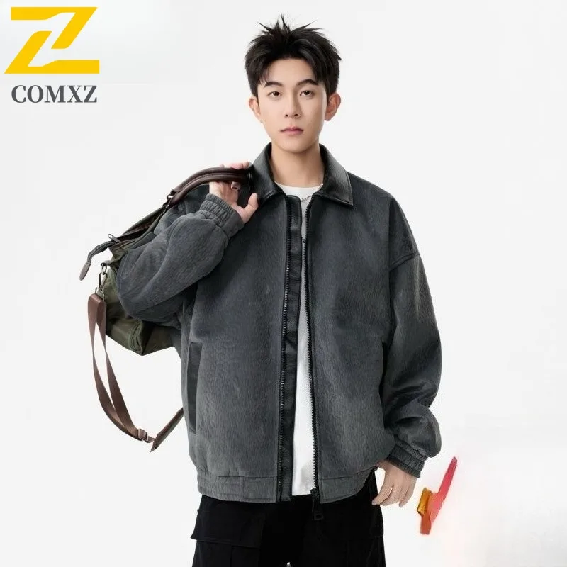 

Мужские однотонные свободные ветрозащитные куртки Chaqueta, износостойкие велосипедные удобные уличные куртки, прочная дорожная университетская куртка