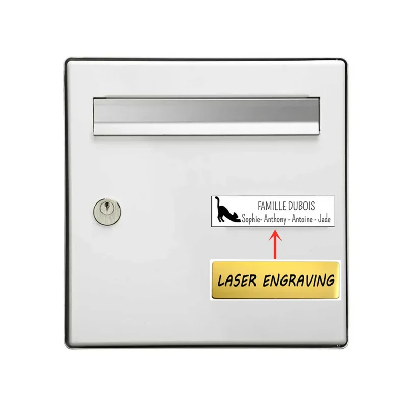 New Personalized Adhesive Mailbox Badges Stainless Steel 7*2cm Brooch Engrave Name Text Double Sided Plate Magnet ID Door Tag
