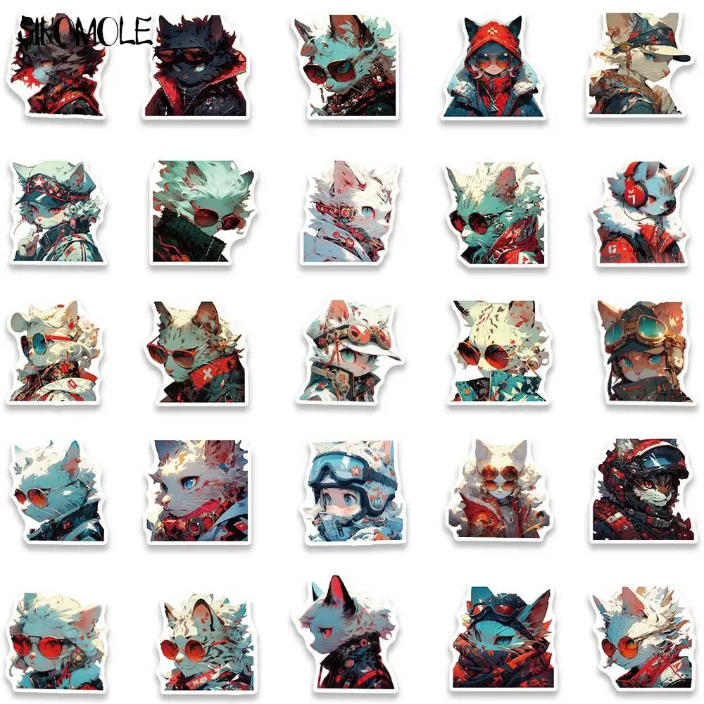 10/30/50PCS Cartoon Anime Cyberpunk Cat Anime Stickers Kawaii DIY Travel Luggage Guitar Fridge Laptop Graffiti Sticker Kid Decal