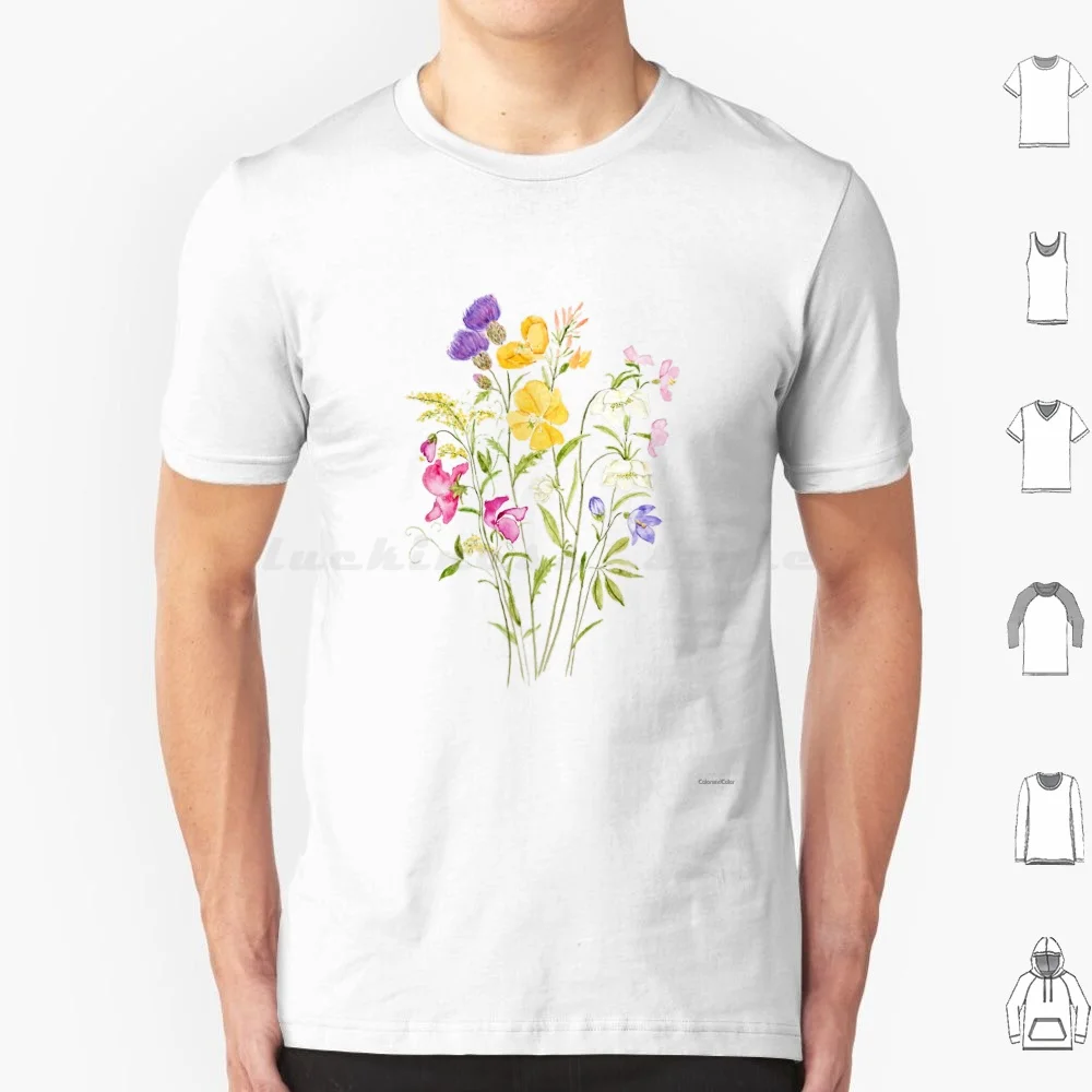 Pink Yellow White And Purple Wildflower 2020 T Shirt 6xl Cotton Cool Tee Wildflower Pink Flower Yellow Orange Purple Wildflower