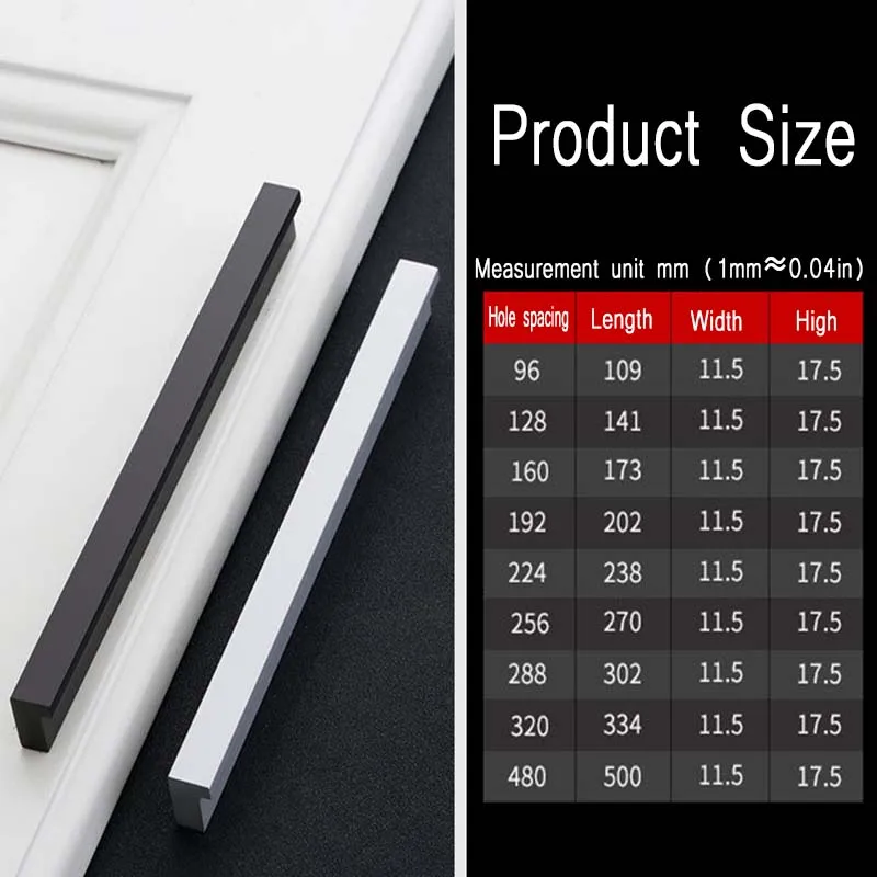 Moderner, minimalistischer Kleiderschrankgriff aus schwarzer Aluminiumlegierung, Schranktürgriff, Schrank-Schubladengriff, Kommoden für Schlafzimmer, Schublade