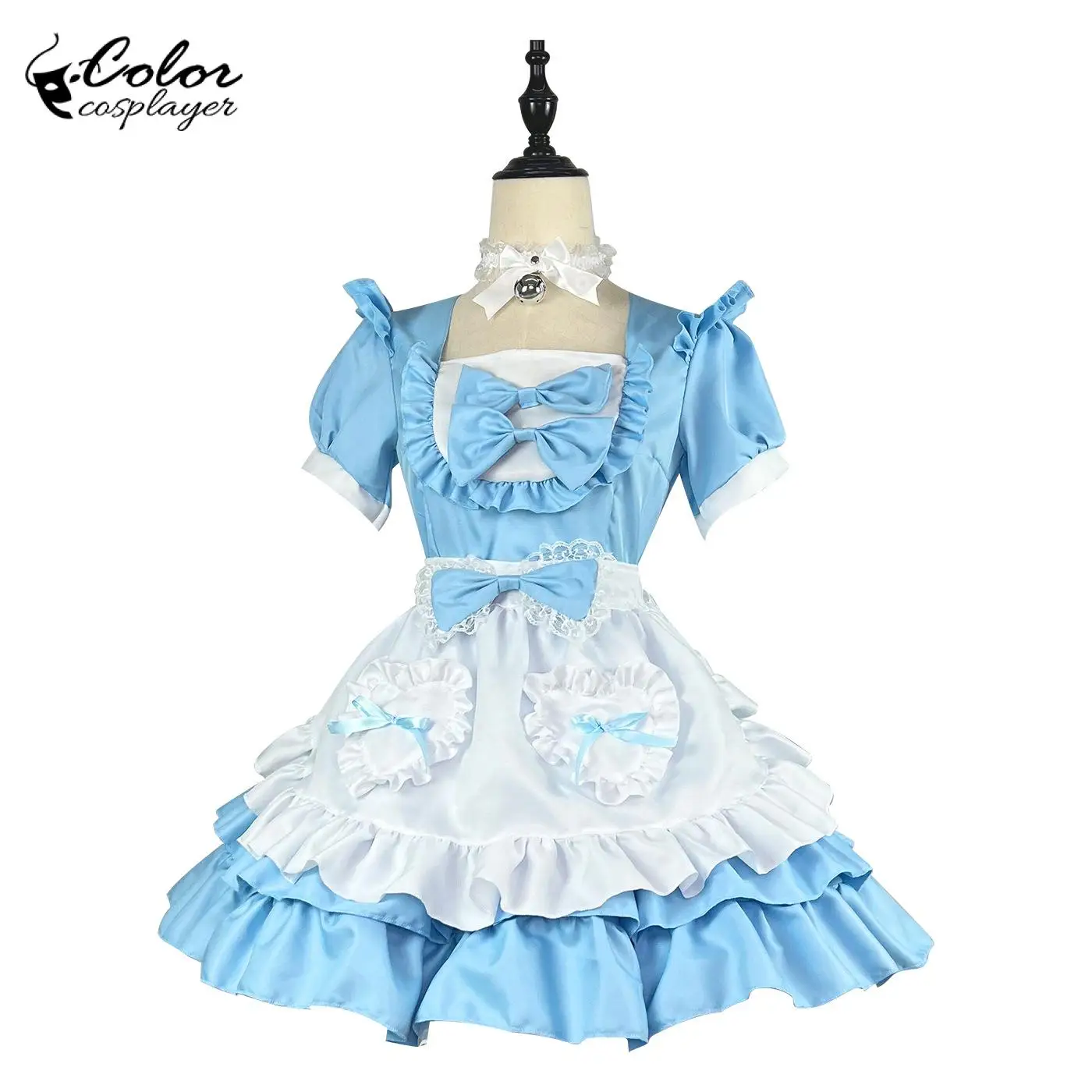 

Color Cosplayer Pink Lolita Dress Suit Bow Maid Cosplay Costume Cafe Servant Black Uniform Japanese Anime Halloween Cos Clothing