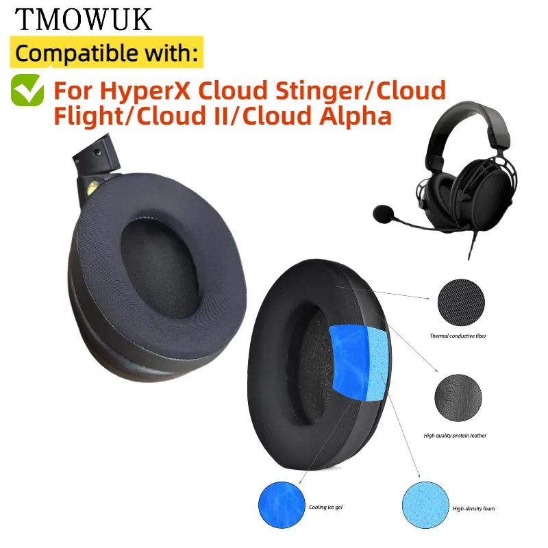 

Replacement Cooling Gel Football sponge Ear Pads For HyperX Cloud Stinger/Cloud Flight/Cloud II/Cloud Alpha Headphones TMOWUK