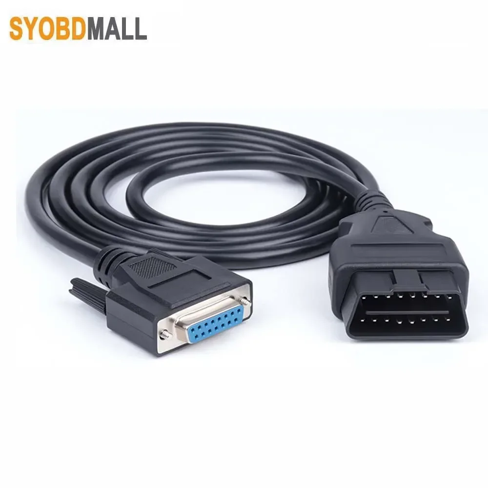 120cm Car 16PIN OBD2 Male To DB15PIN Female Cable DB15 PIN Interface Serial RS232 DB 15PIN OBD Gateway Diagnostic Tool Conector