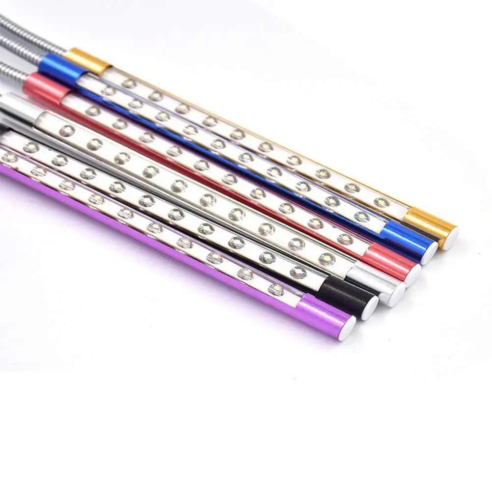 

10-светодиодная USB-лампа с гибкой штангой, серебристая, для защиты глаз, для стола, кровати, кемпинга, чтения, портативная лампа