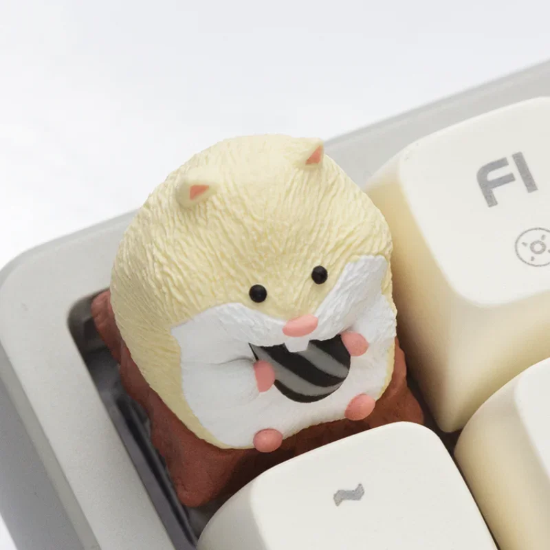 cute hamster keycap para teclado mecanico 3d resin keycap keycap personalizado dos desenhos animados design original presente de acessorios personalizados cinza 01