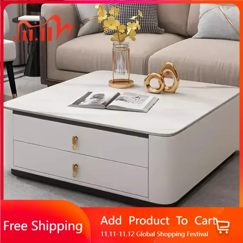 

European Luxury Coffee Tables Nordic Living Room Square Unique Coffee Tables Designer Computer Mesa Auxiliar Unique Furniture