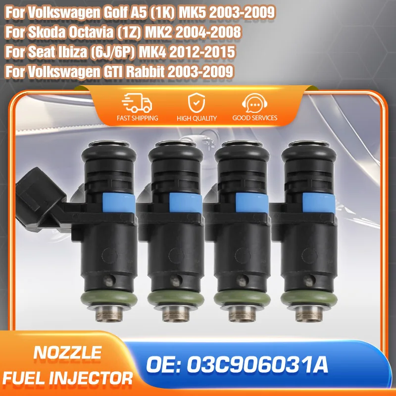 

Fuel Injector Nozzle For Seat Ibiza 2012-2015 Volkswagen Golf Skoda Octavia 2003-2009 Volkswagen GTI Rabbit Car Parts 03C906031A