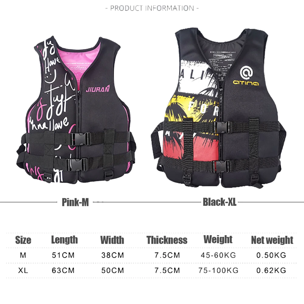 Life Jacket Neoprene Buoyancy Vest Swimming Drifiting Surf Boating Kayaking Motorboat Vest Fishing Jacket Safe Rescue Life Vest