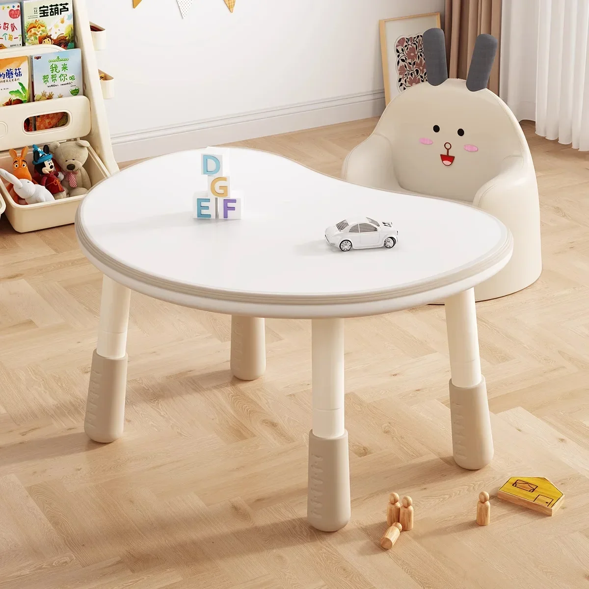 AOLIVIYA Modern Nordic Children Study Desk With Home School Bookshelf Integrated Chair Set Writing Table For Kids Minimalist Fur view 2