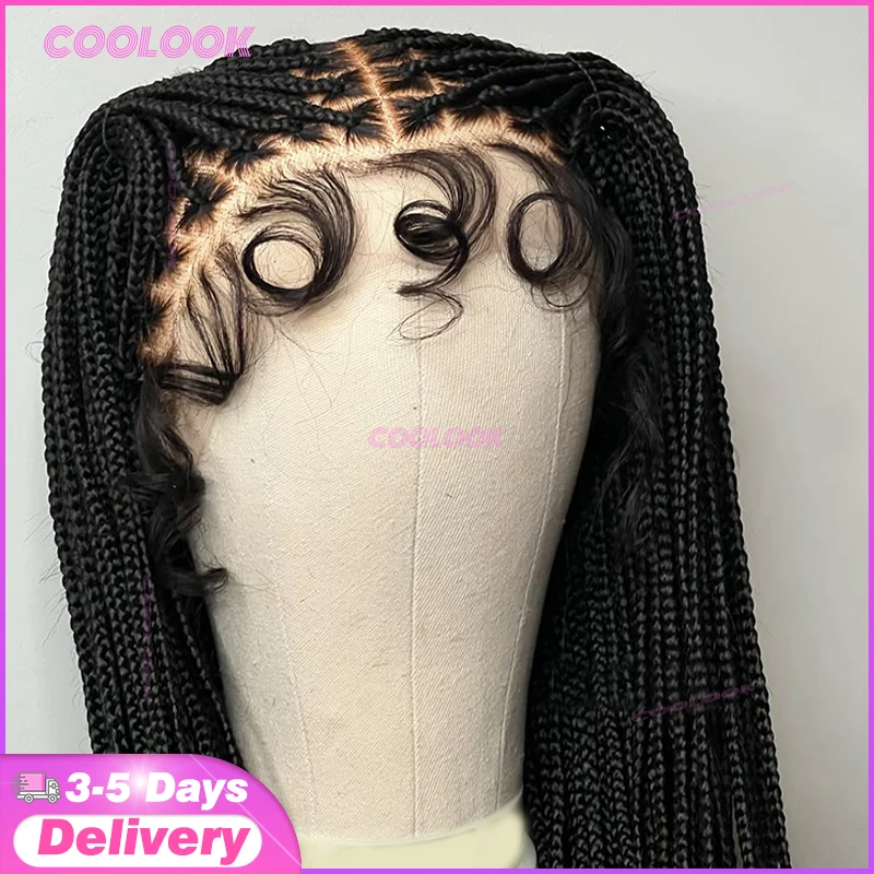 

36 "синтетические плетеные парики для чернокожих женщин, коробчатые косы без узлов, парик для волос, твист-коса, плетеные парики