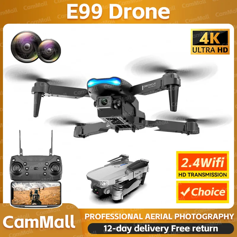 E99 Drone 4K HD Dual Camera Avoidance Professional Flight 20 Minute Foldable Height Keeps Mini Helicopter Toy Drones 