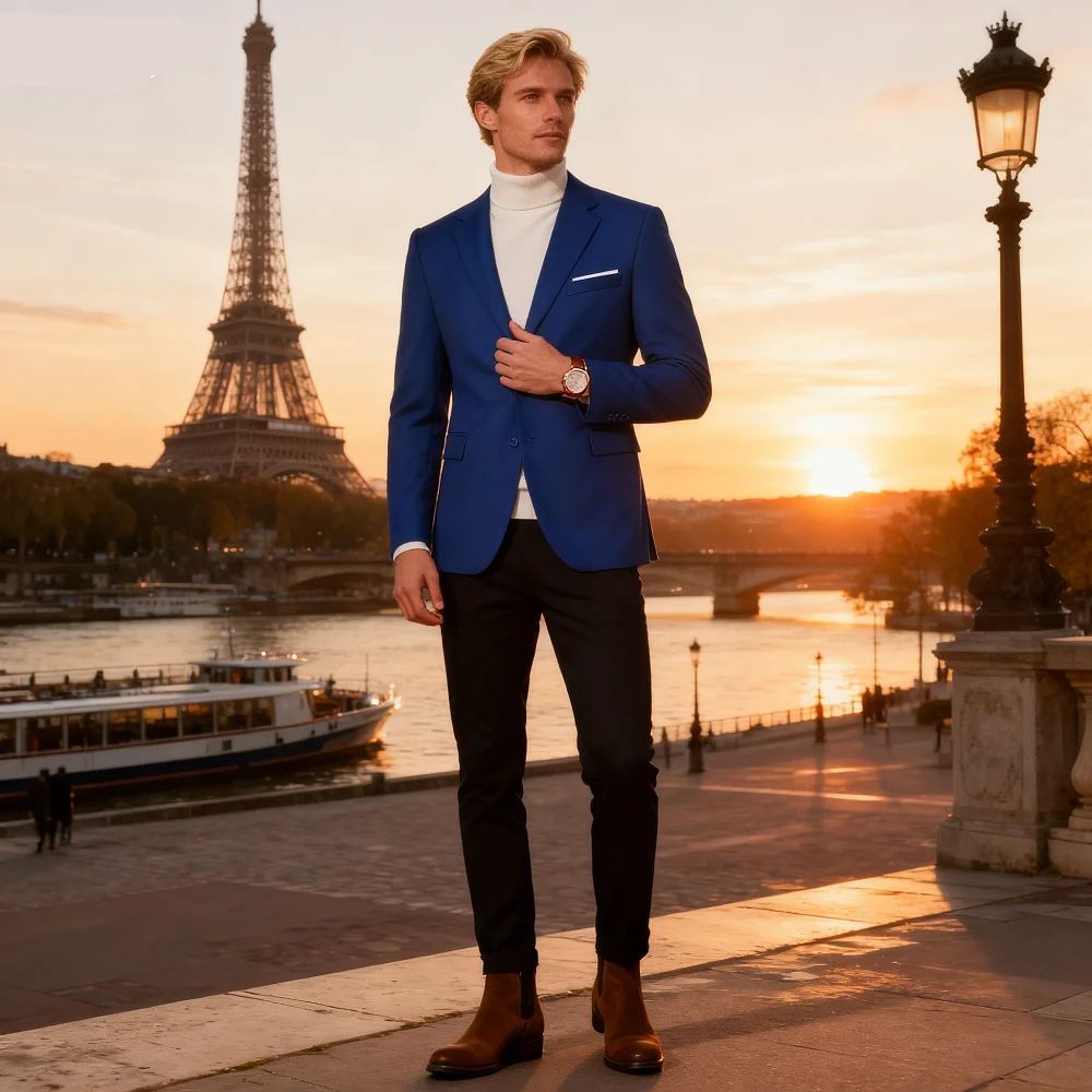 

Men's Terno with Buckle Customizable Wedding Party Prom Suit Blazer Set Groomsmen Smoking Attire for Special Occasions