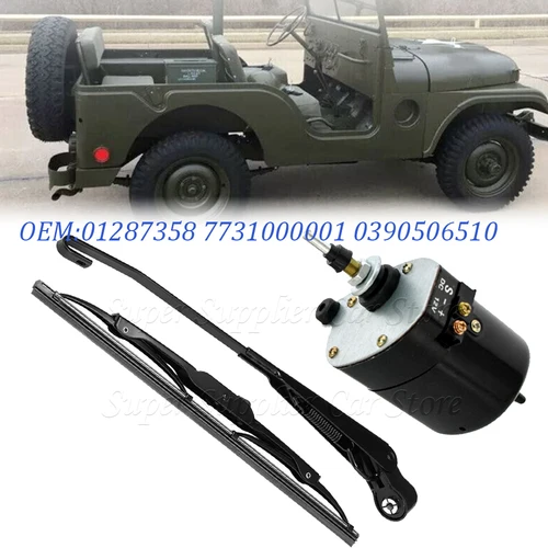 Imagen 2 del producto Para pesca barco caravana para Willis Jeep Tractor Universal 12V limpiaparabrisas Motor brazo y hoja 01287358 7731000001 0390506510
