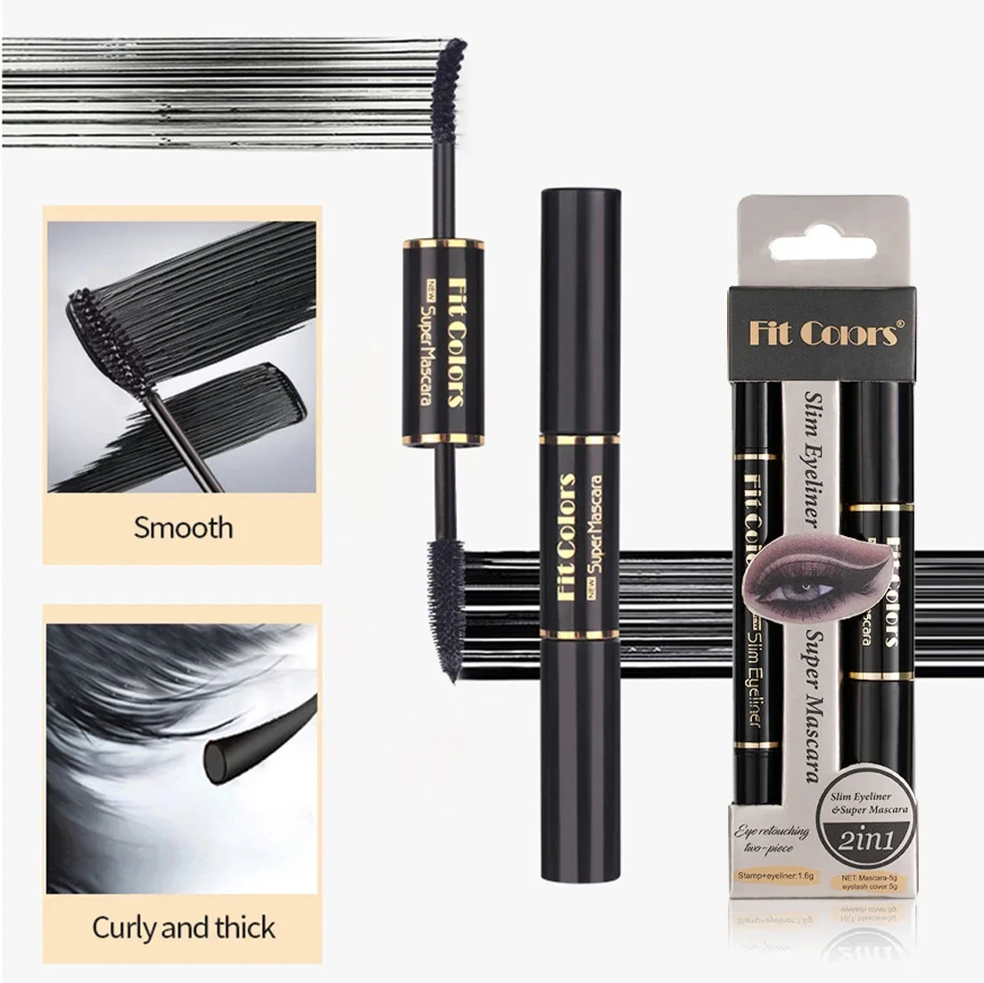 Delineador de ojos líquido con sello 2 en 1, juego de rímel negro, resistente al agua, doble punta, esquina de ojos, sello de ala, lápiz delineador, maquillaje, cosméticos para mujer