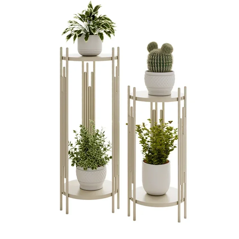 

Nordic Light Luxury Flower Shelf, Indoor Living Room Floor, Metal Flowers A, Creative TV Edge, 2 Layers, Green Luo Plant Shelves