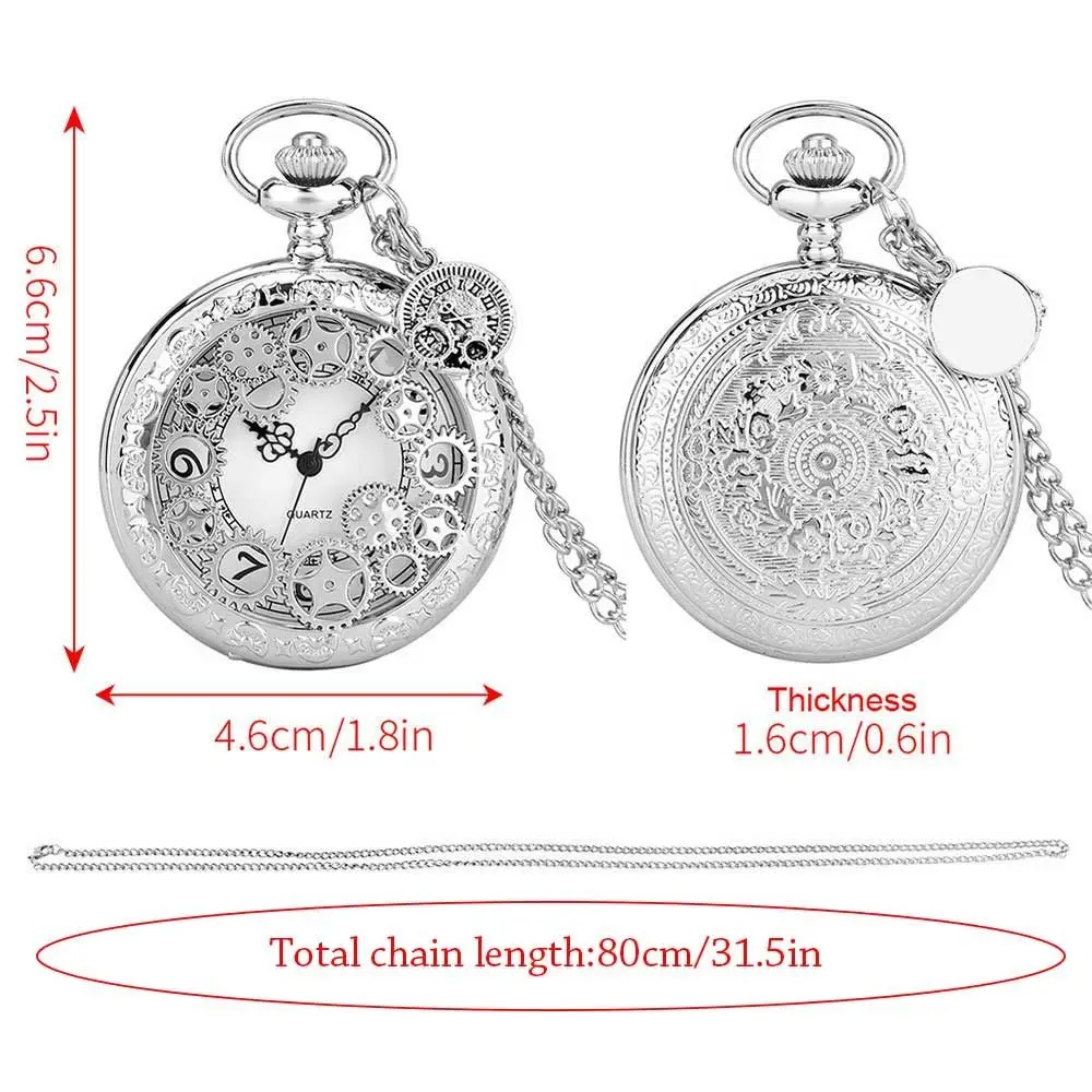 ใหม่ Bronze ควอตซ์นาฬิกา Steampunk Vintage นาฬิกาพ็อกเก็ตนาฬิกาโรมันพร้อมสร้อยคอ Retro นาฬิกาผู้หญิง