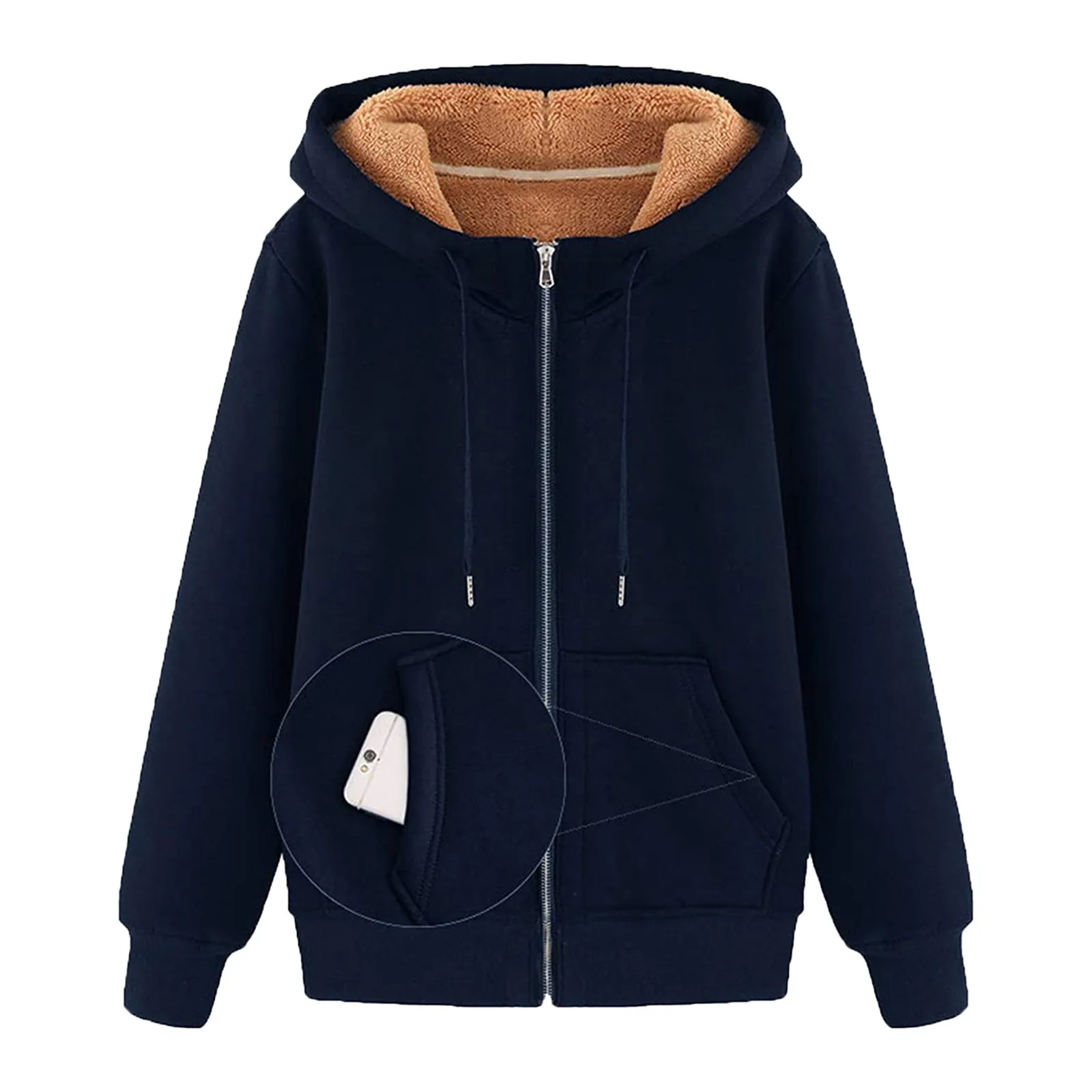 

Women's Warm Fleece Zip Up Jacket Reversible Thick Fleece Hooded Sweatshirt Fall Winter Plush Velvet Long Sleeve Outwears 2025