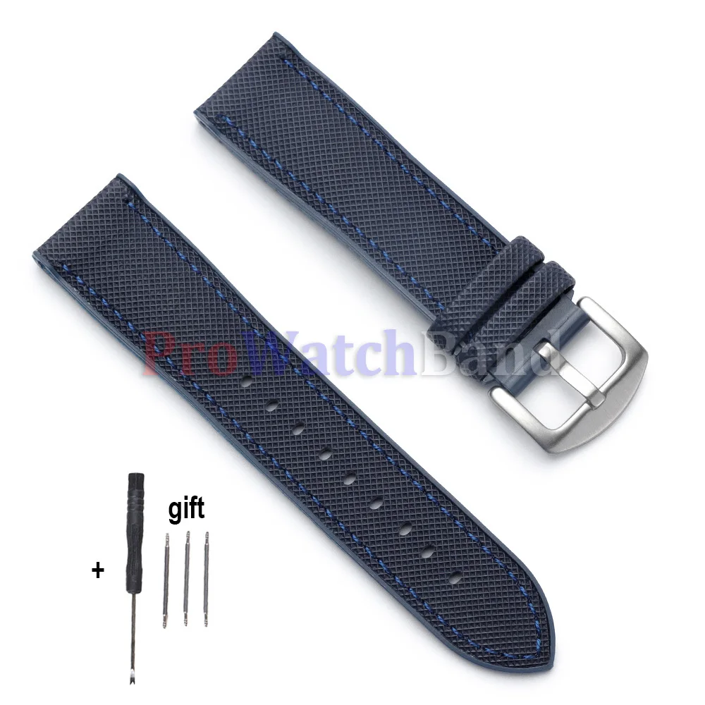 Neues Nylon-Segeltuch-Gummi-Hybrid-Uhrenarmband 18mm 20mm 21mm 22mm Herren Damen Silikon Wasserdichtes Uhrenband Orange Blau Armbänder