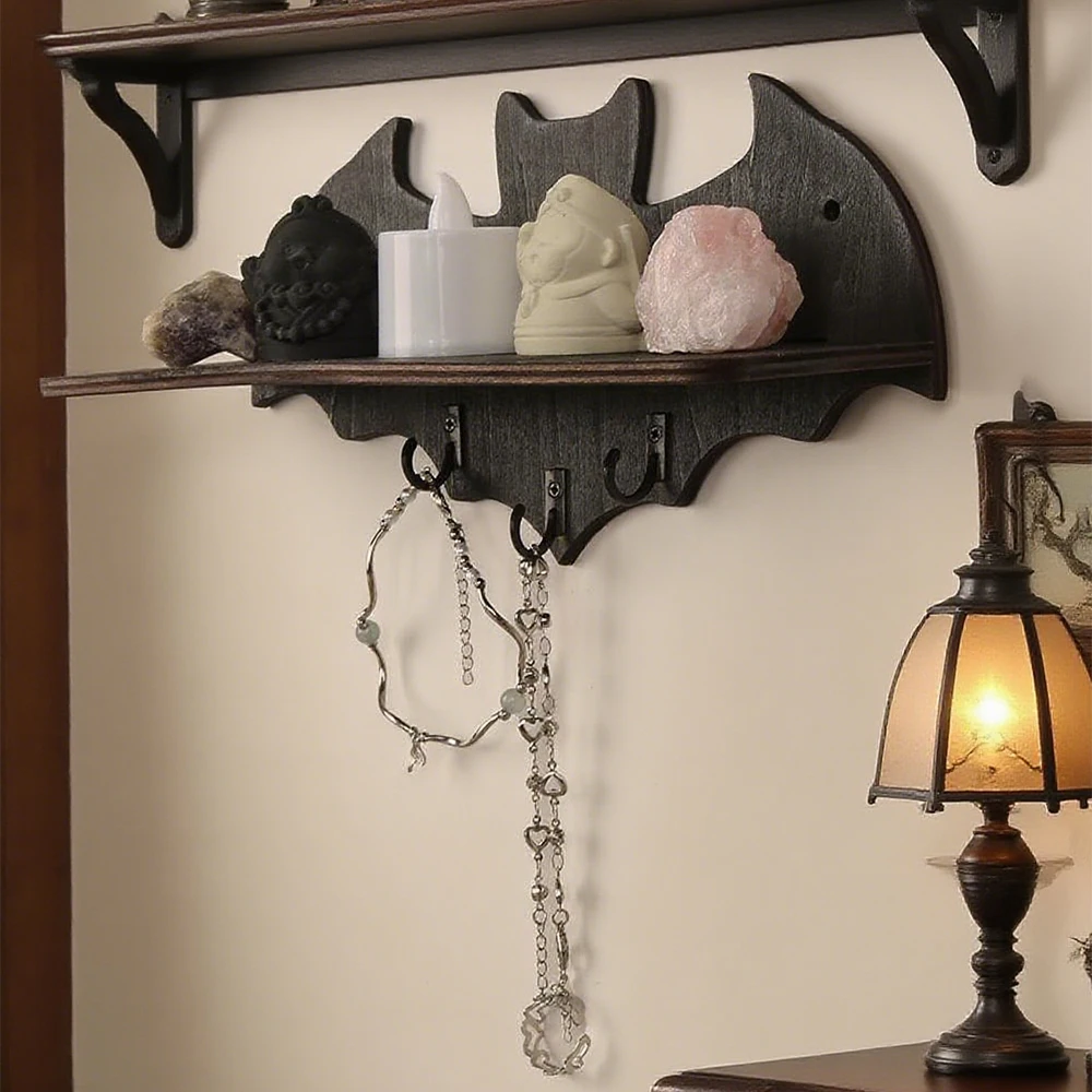 Gothic-Wandregal im dunklen Stil mit Fledermausform und Haken für die Wanddekoration und Aufbewahrung im dunklen Retro-Stil für den grenzüberschreitenden Handel.