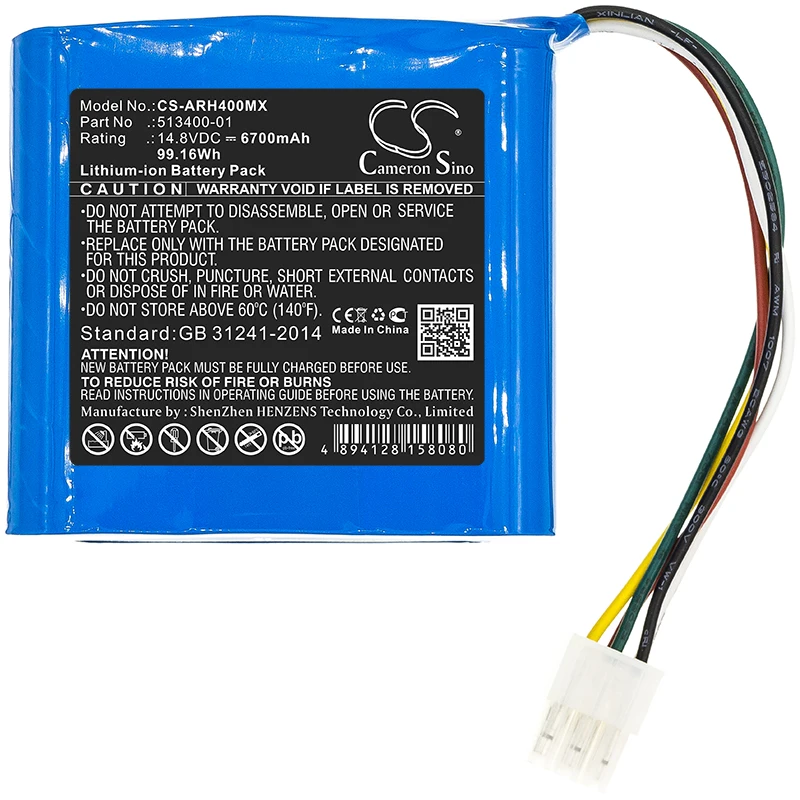Cameron Sino 14,8 V 5200 mAh/6700 mAh medizinischer Akku 513400 -01 für Arjo Huntleigh Luftpumpe, für ARJO Flowtron ACS800 + WERKZEUG