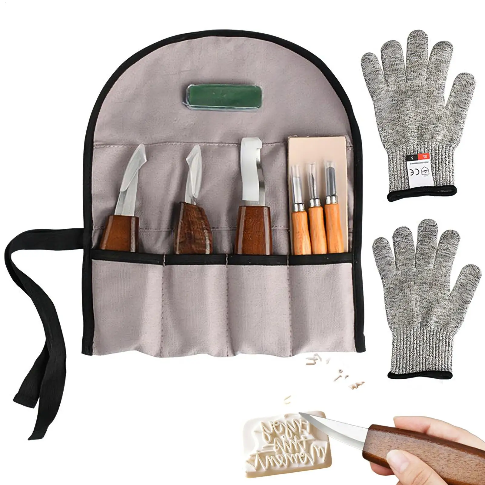 

Wood Carving Tools Set Craft Engraving Cutter 10 Pieces Kit Wood Carving Set with Storage Bag for DIY Lovers Beginners