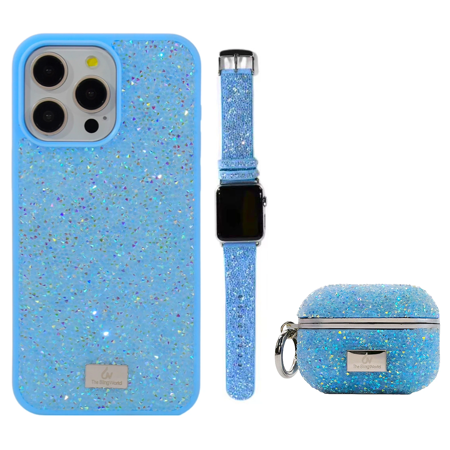 Imagem -02 - Strass para Apple Ver Luxo Flash Airpods Pro1 Apple 15 14 13 12 11 38 mm 40 mm 42 mm 44 mm Conjunto Pcs