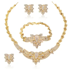 Fashionable Sunflower Jewelry Set with Delicate Floral Necklace Earrings Ring Gold-Plated Bracelet Pendant for Women Gifts