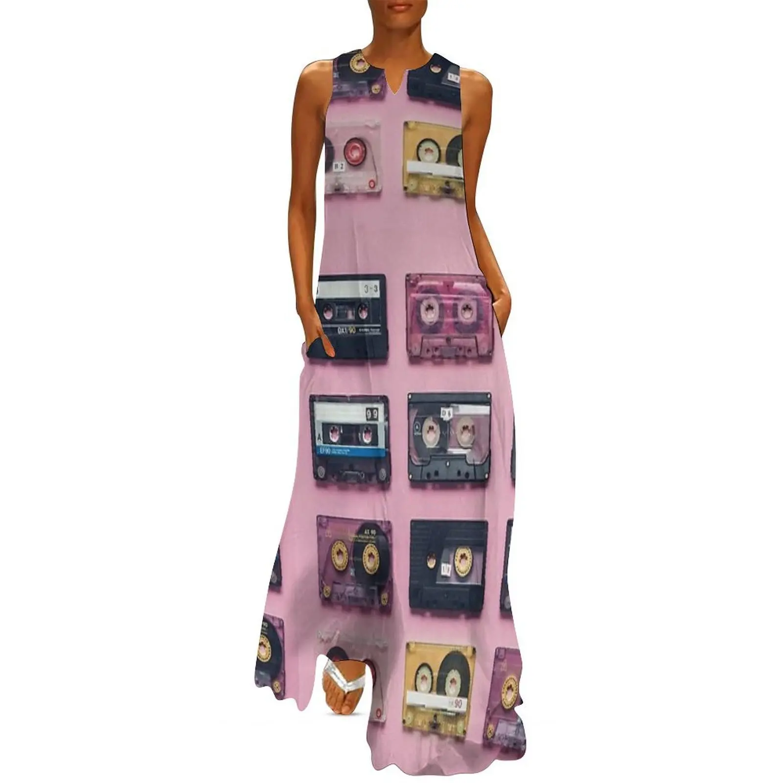 

Retro Cassette Tape Music Pattern Long Dress sexy dress for women women's clothing trend 2025 Bridesmaid dress woman Clothing