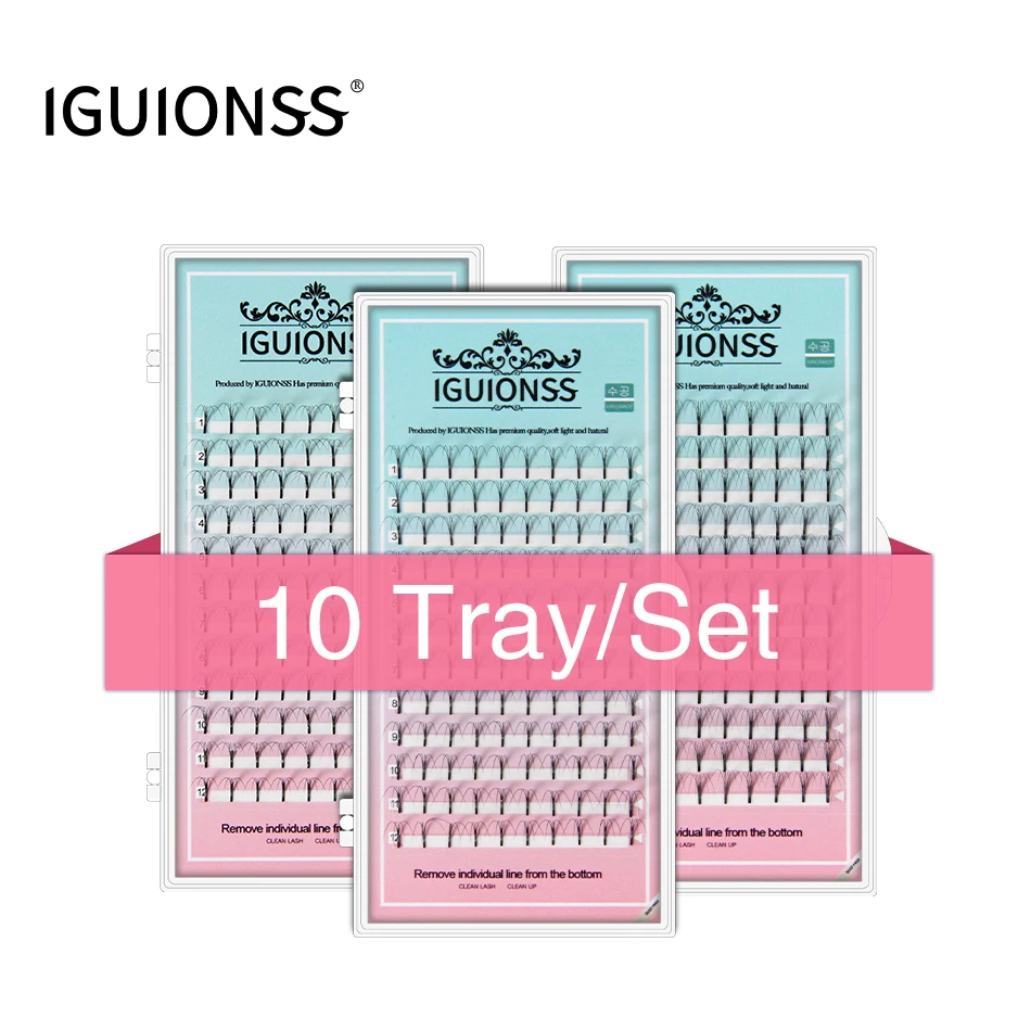 

IGUIONSS 10 pcs 4D 5D 6D Soft Natural Mink Eyelashes Handmade Premade Volume Fans Eyelash Extension Maquillage Femme False Lash