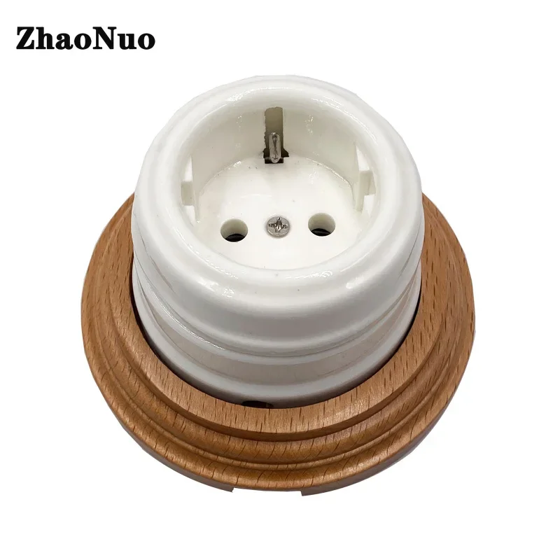 Retro Ceramic EU Outlet Wall Electrical Socket 16A Spain Wall Sockets for Home Improvement