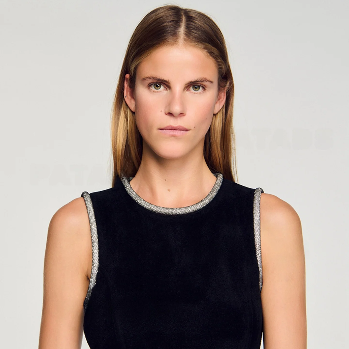 Ele Bla Diamond Trim Svel Slim Fit Split Dr para mujer Otoño Invierno Faion Falda acampanada de cintura alta Dr