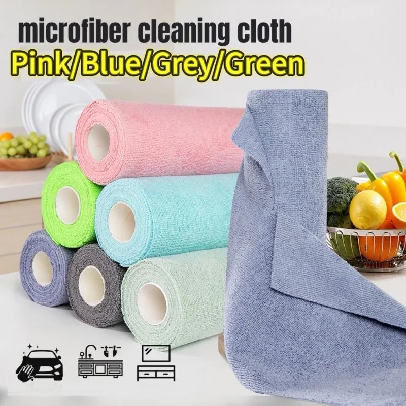 Toallita de limpieza reutilizable, paño de cocina para el hogar, rollos de toallas de microfibra, trapos para platos, reemplazo de toallas de papel de lavado, 1 rollo de 20 hojas
