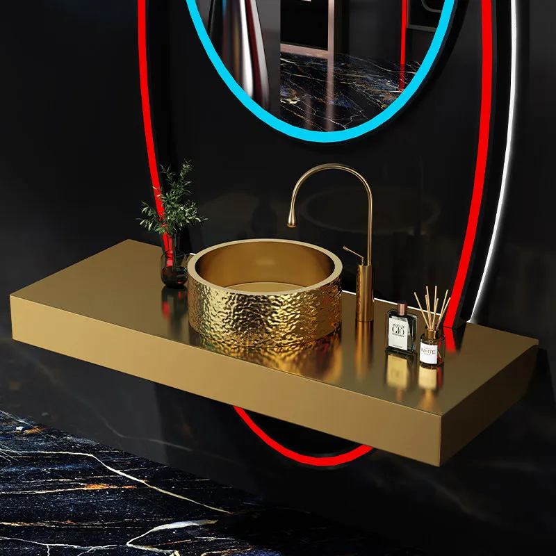 High-end water ripple 304 stainless steel countertop basin Wall-mounted washbasin Washbasin Single basin