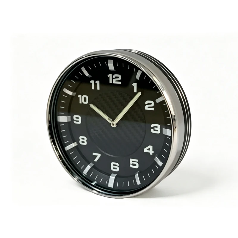 FLEYE Auto Clock Car Watch On-Board Clock   for Car Styling  Car Accessories  Ornament  Chrome Plated  Metal Frame  Carbon Fib view 4