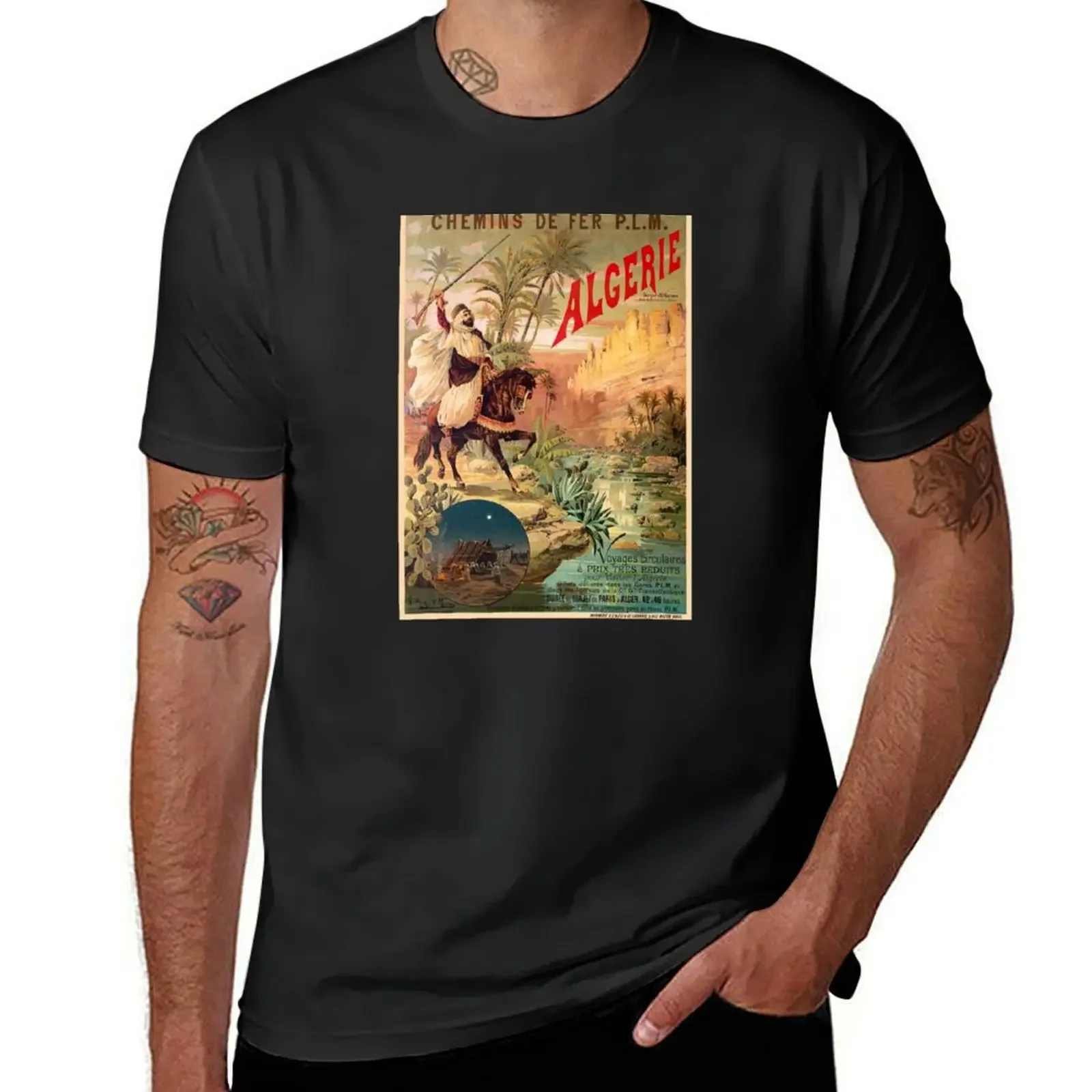 Algérie Vintage Railroad Poster 1891 T-Shirt anime stuff anime tshirt boys whites T-shirt men