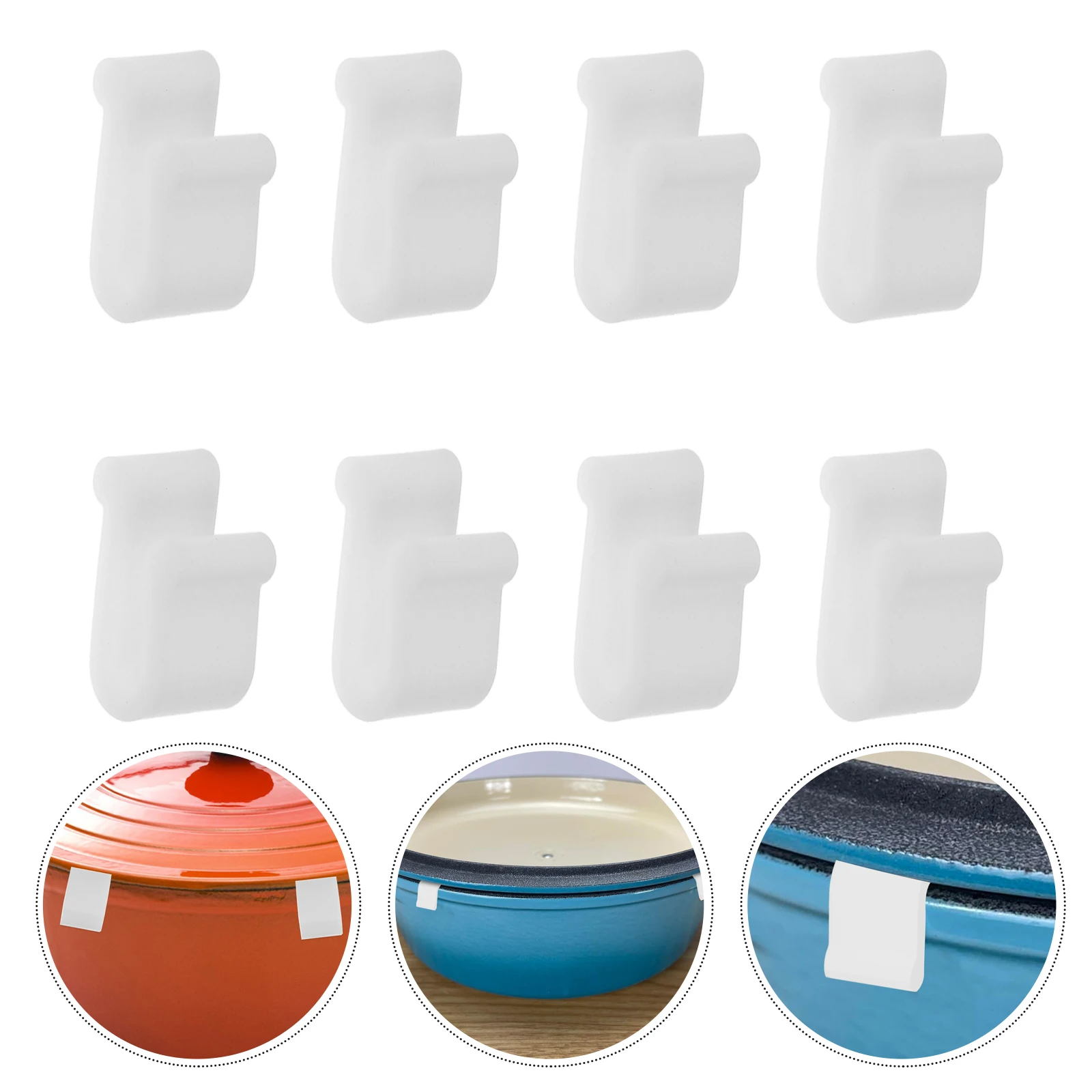 

8pcs Cookware Protector Clips Set Silicone Pot Lid Bumpers Replacement Non-Slip Pan Protectors Oven Storage Bumper Clips For