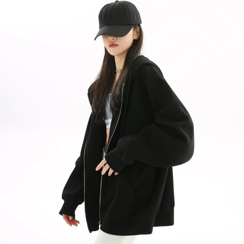 Spring Autumn Gray Hooded Cardigan Unisex 2026 Loose Fashionable Relaxed Fit Top