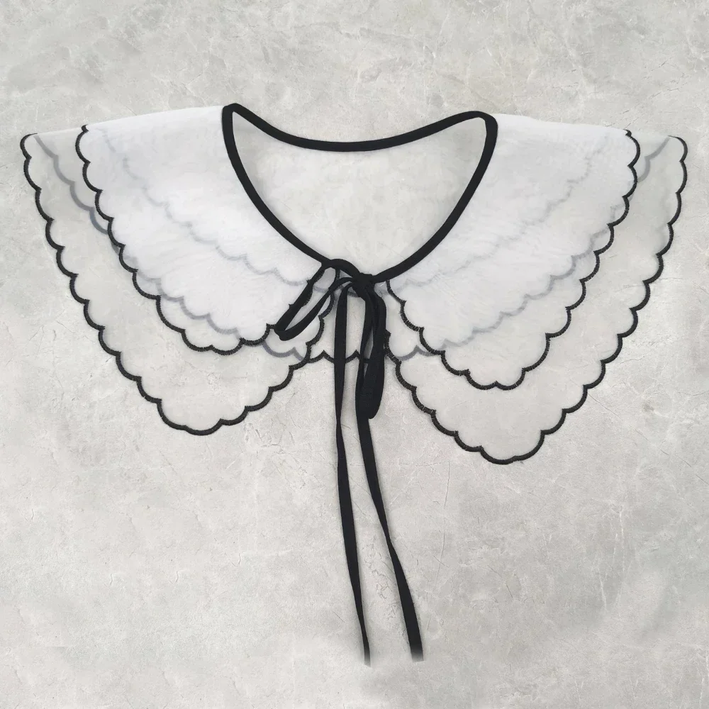 

Office Ladies Shawl Bowtie Women's Double Chiffon Lace Fake Collar Decorative Dot Elegant Blouse False Collar A RAN A YUE