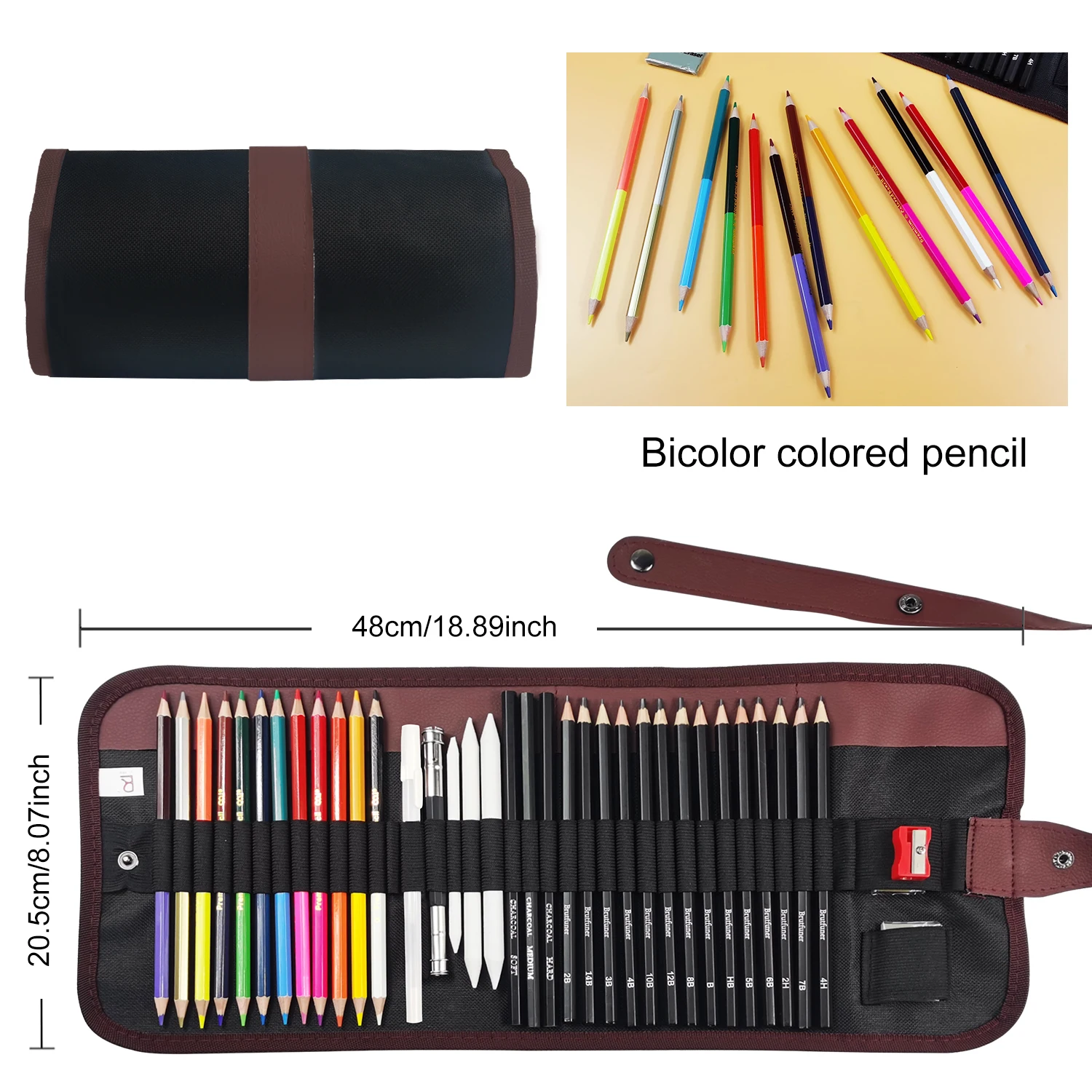 36/38/50/72Colored Pencils for Adults Coloring Book, Premium Artist Pencil Set , Handmade Canvas Wrap,Extra Accessories Included
