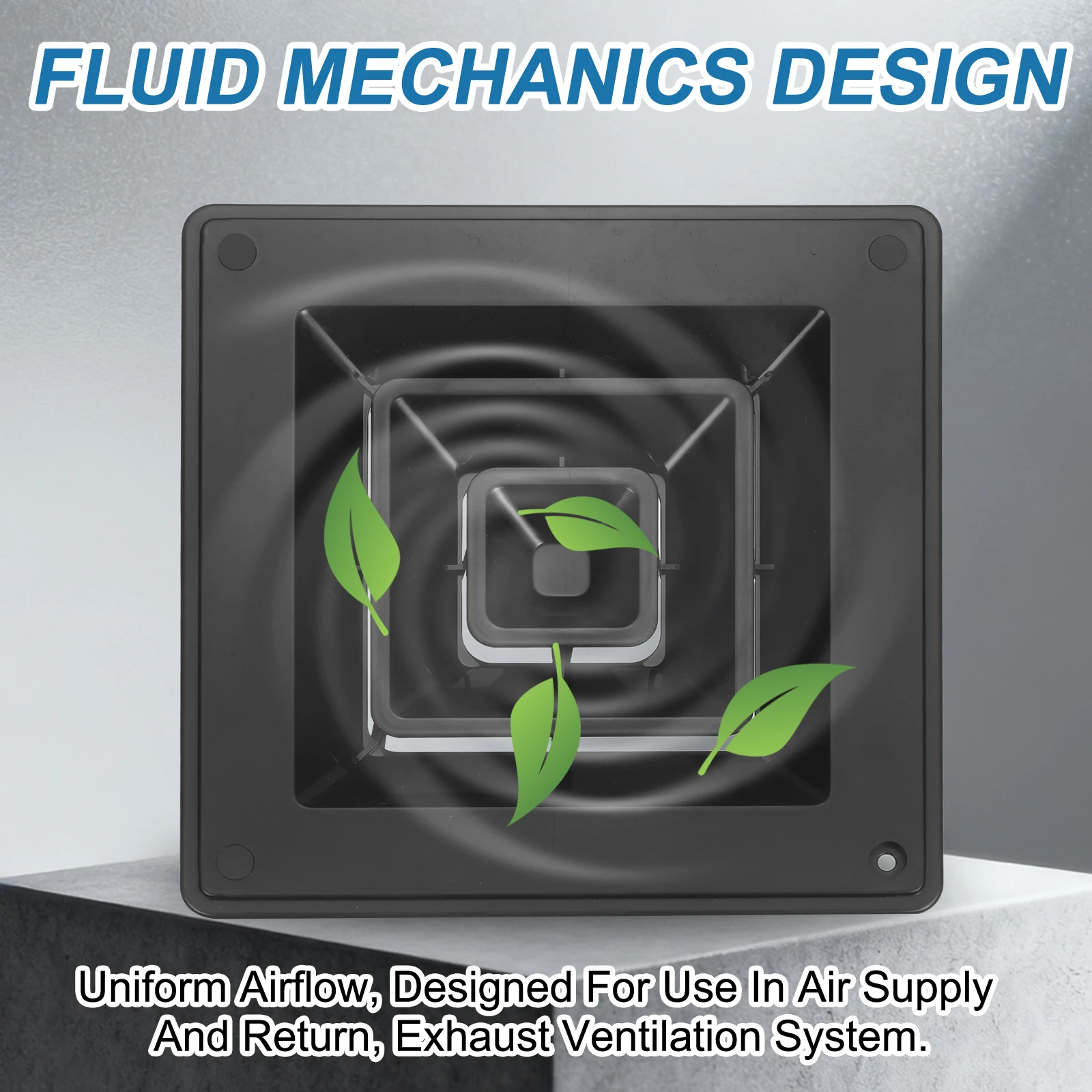 1/2Pcs Square Air Vent Cover Plastic Air Grille Diffuser Ceiling Adjustable Easy to Install Vent Ducting Ventilation Cover Black