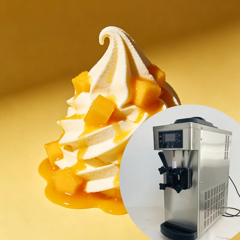 

Commercial Automatic Soft Serve Ice Cream Maker Machine New Home Use Single-head Yogurt Milk Chocolate Water Economical Motor