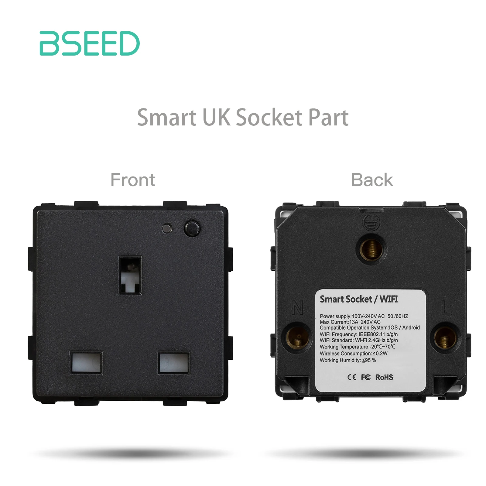 Bseed EU Standard USB Typ-C Buchse Teile Taste Schalter Internet TV HDMI Satellit Mit Glas Rahmen Schwarz DIY Funktion teile