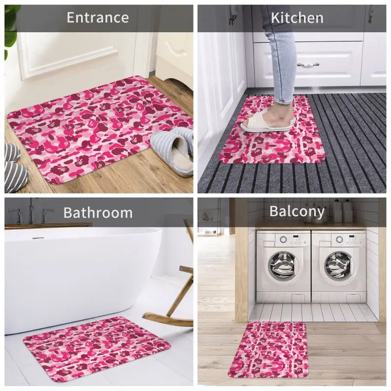 Custom Pink Camo Camouflage zerbino tappetino antiscivolo cucina bagno toilette soggiorno tappeto di benvenuto tappeto Footpad 40*60cm