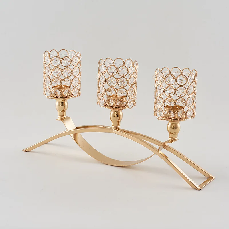 

arch bridge candle holders, wrought iron plating, golden romantic candlelight dinner, three candle holders ornaments