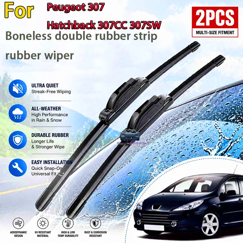 

Front Wiper Blades For Peugeot 307 Hatchback 307CC 307SW Windshield Windscreen Clean Window Car Rain Brush 28"+26"
